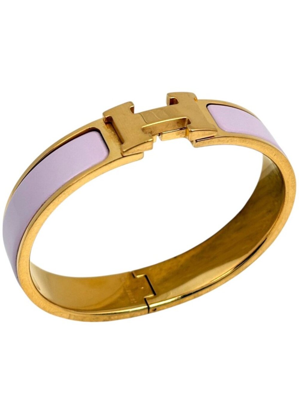 Hermes Clic H Bangle Enamel Bracelet Clic Clac Metal Silver Pink